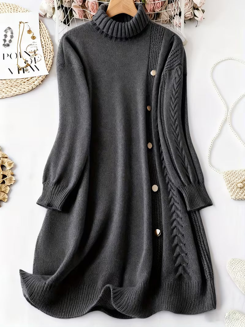 Zaraina - Comfortable Long Sleeve Sweater Dress