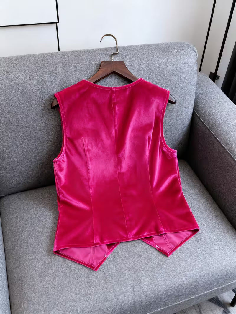 Silje - Vintage V-Neck Sleeveless Vest
