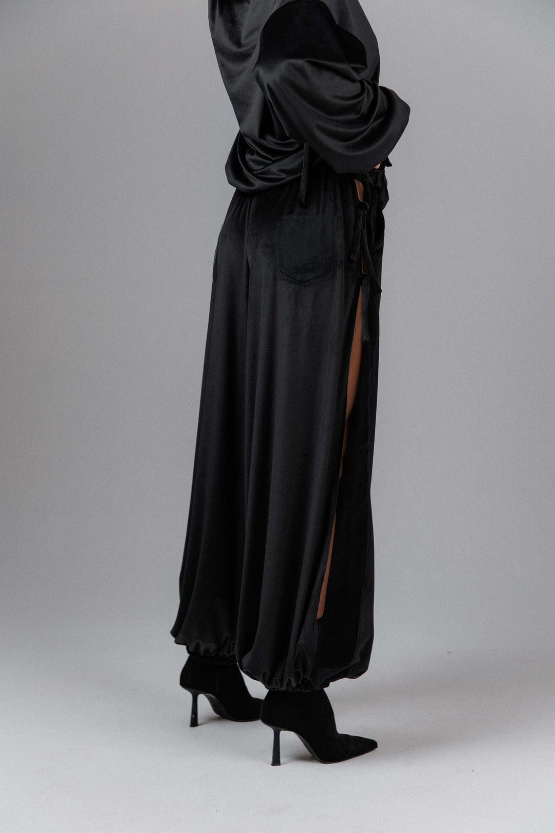 Yuphin - Satin Side Slit Balloon Pants