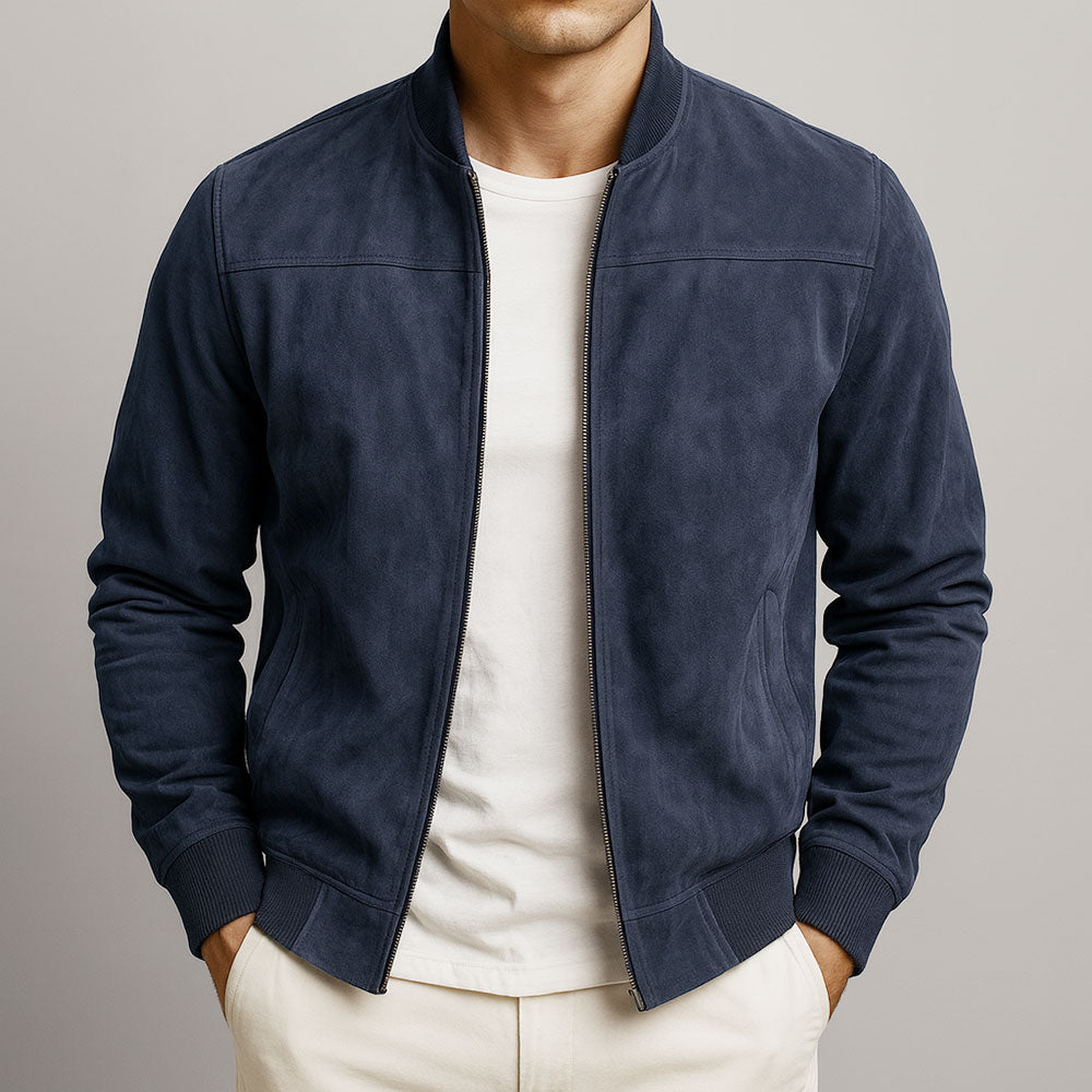 Laamin - Classic Suede Bomber Jacket