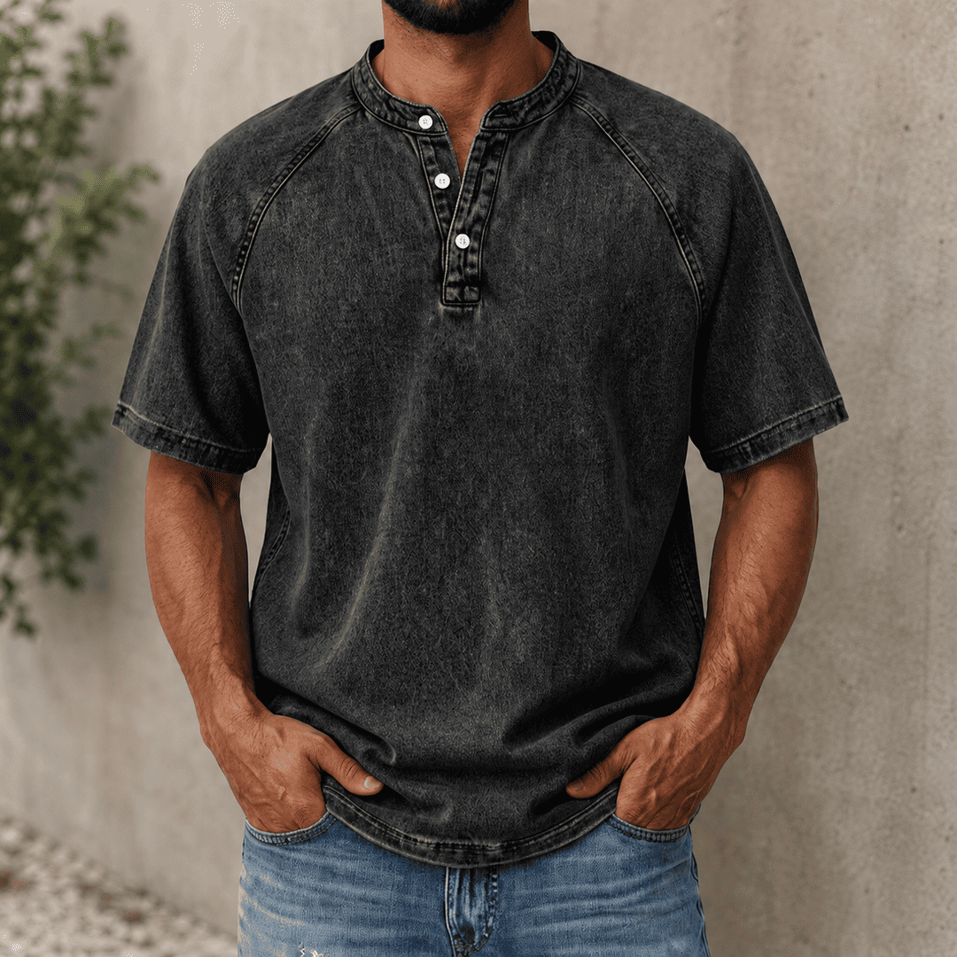 Zerric - Half Sleeve Denim Henley Shirt