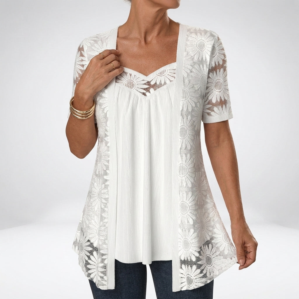 Yahaira - Elegant Short Sleeve Blouse