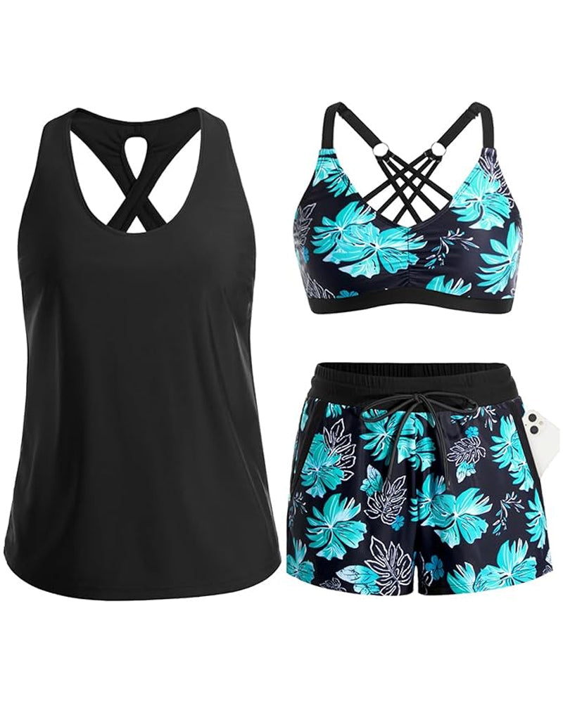 Meaghan - Three Piece Tankini And Cover-up Set