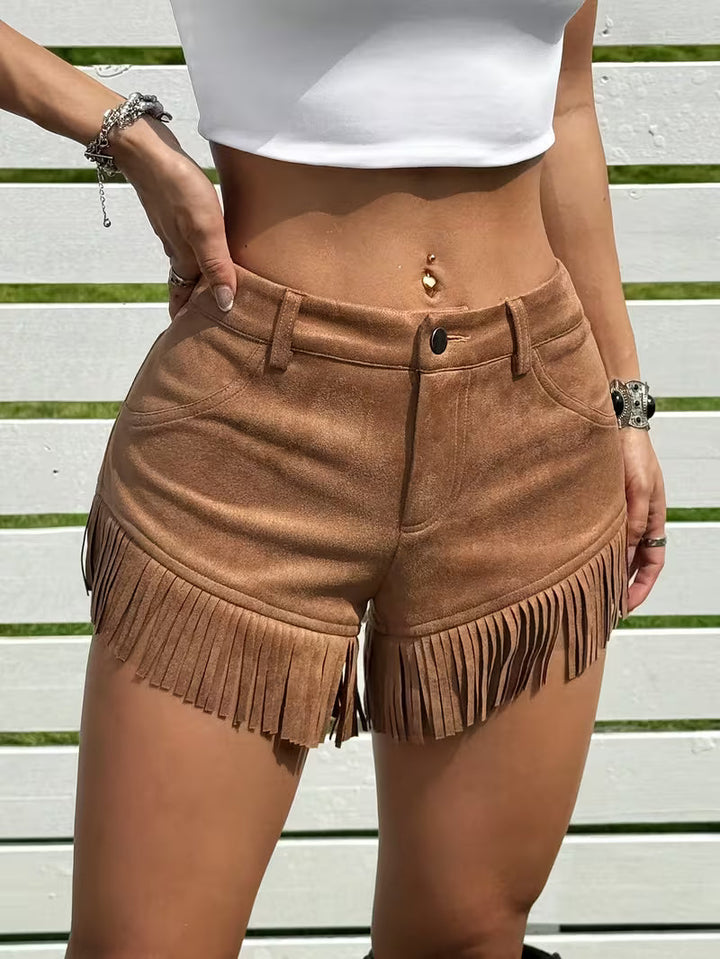 Wiliya - Vintage Fringe Low-Rise Shorts