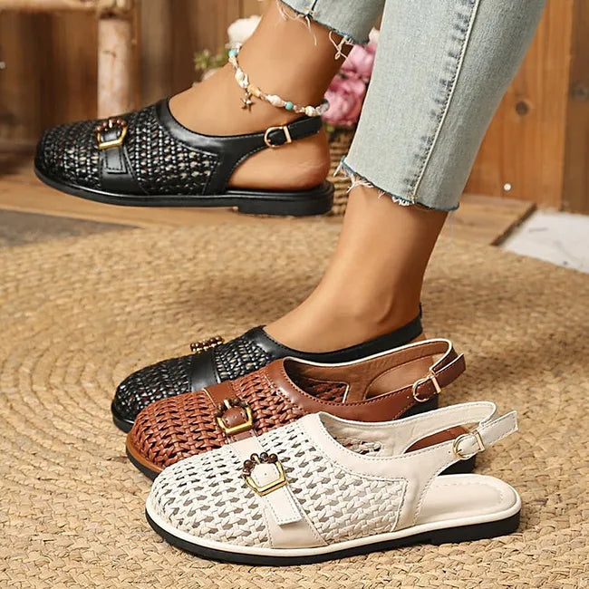 Ghie - Breathable Woven Flat Sandals