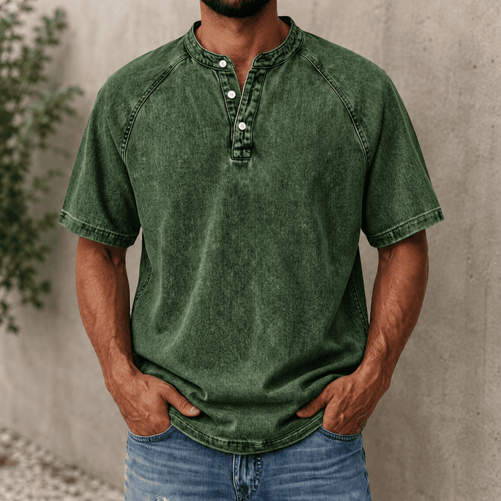 Zerric - Half Sleeve Denim Henley Shirt