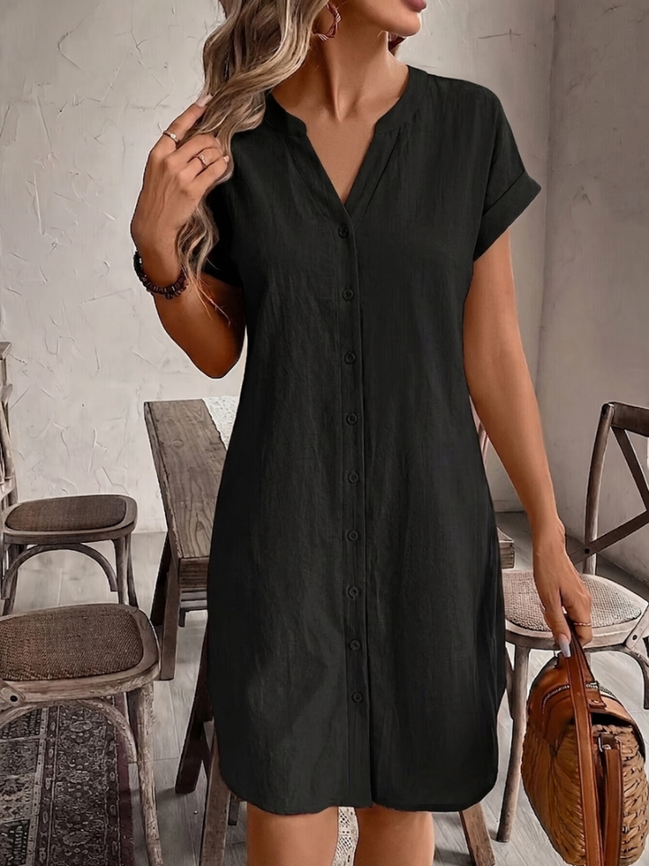 Khalela - Comfortable Linen Blouse Dress