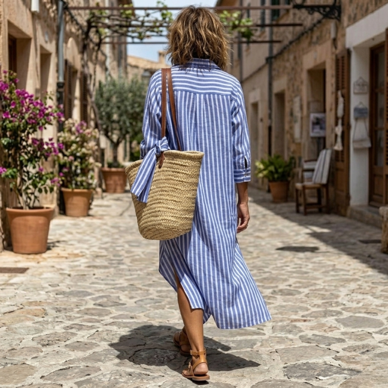Hermien - Airy Stripped Shirt Dress