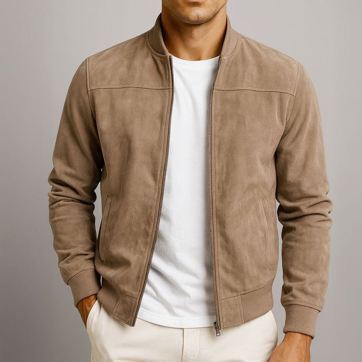 Laamin - Classic Suede Bomber Jacket