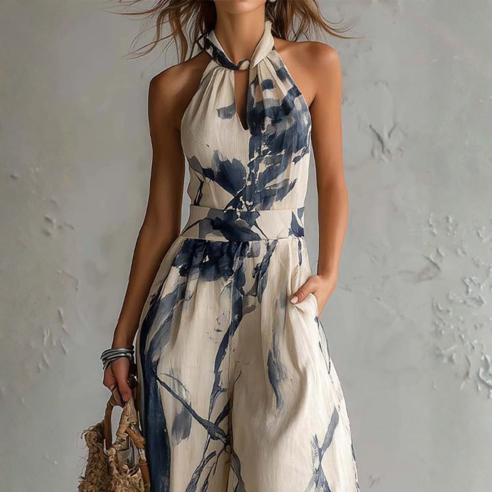 Symia - Elegant Artistic Print Jumpsuit