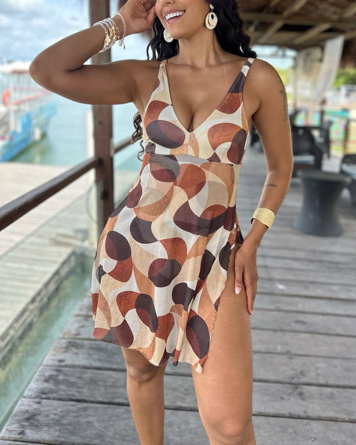 Rezeda - Swimsuit Polka Dot Print Tie Front