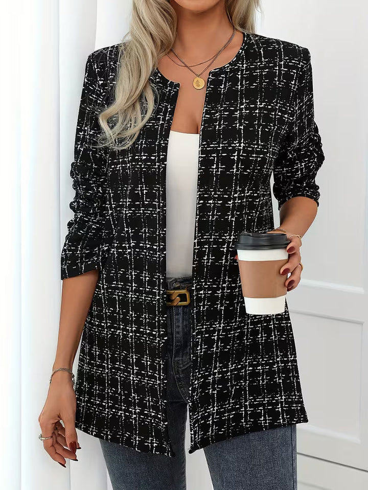 Raffine - Plaid Open Front Longline Jacket