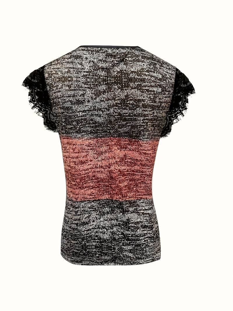 Sydona - Casual Lace Collared Short Sleeve T-shirt