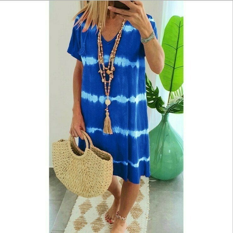 Karlaa - Summer Batik Striped Loose Dress
