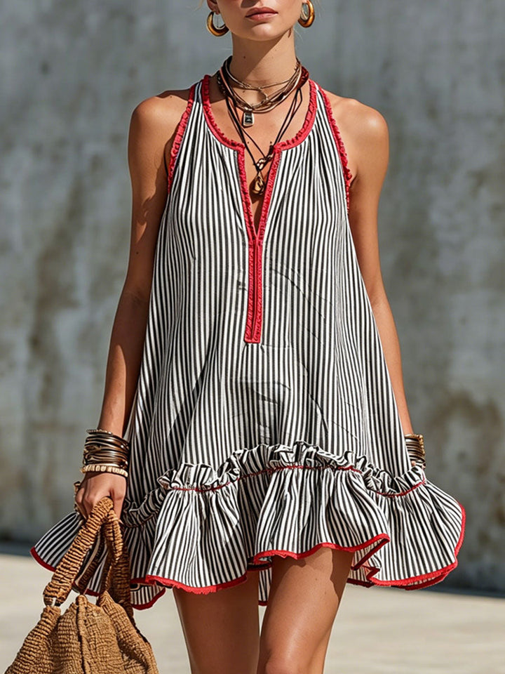 Lisiana - Striped Mini Dress With Ruffles