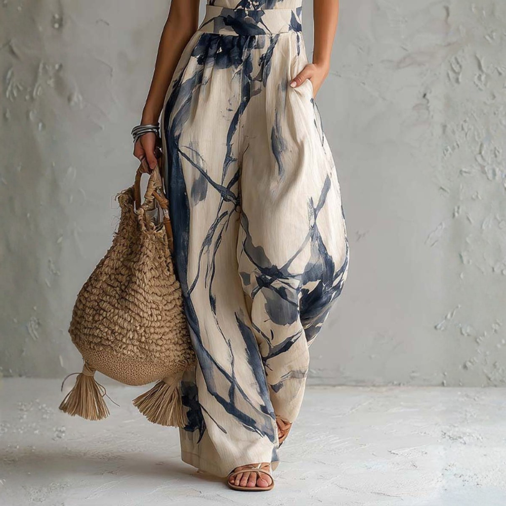 Symia - Elegant Artistic Print Jumpsuit