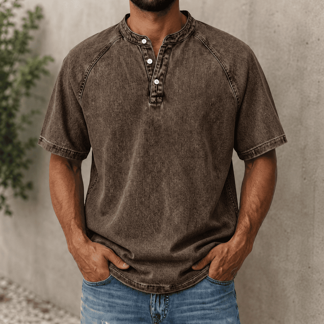Zerric - Half Sleeve Denim Henley Shirt