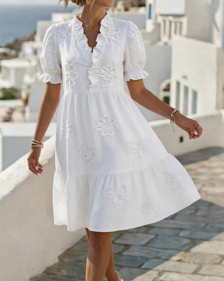 Nija - V-Neck Ruffled Dress