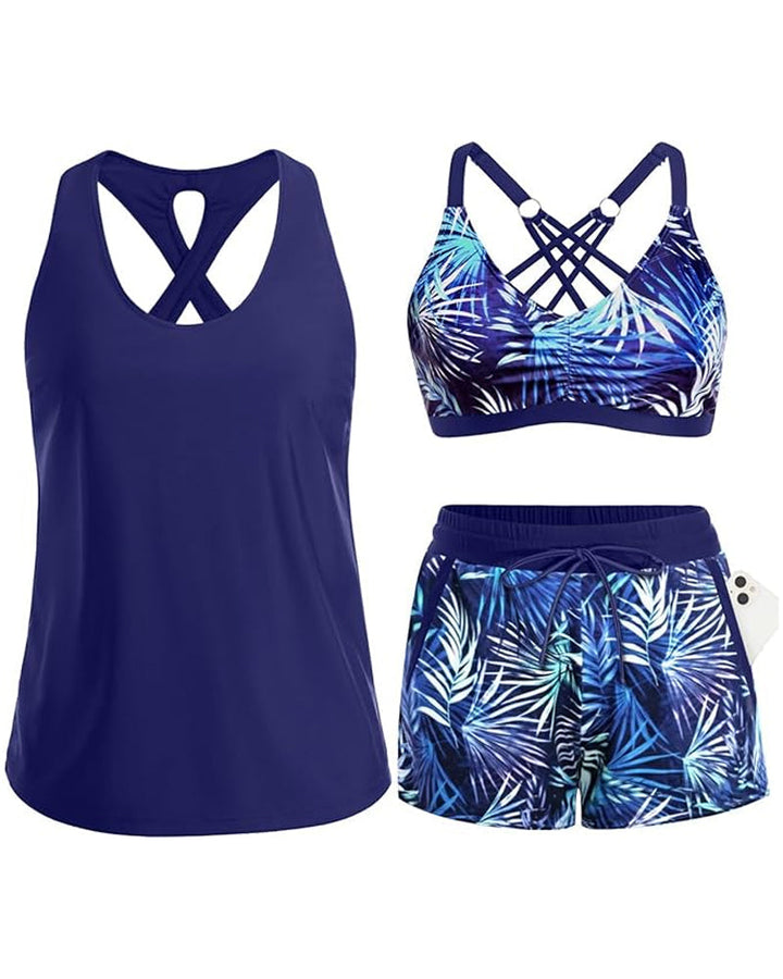 Meaghan - Three Piece Tankini And Cover-up Set