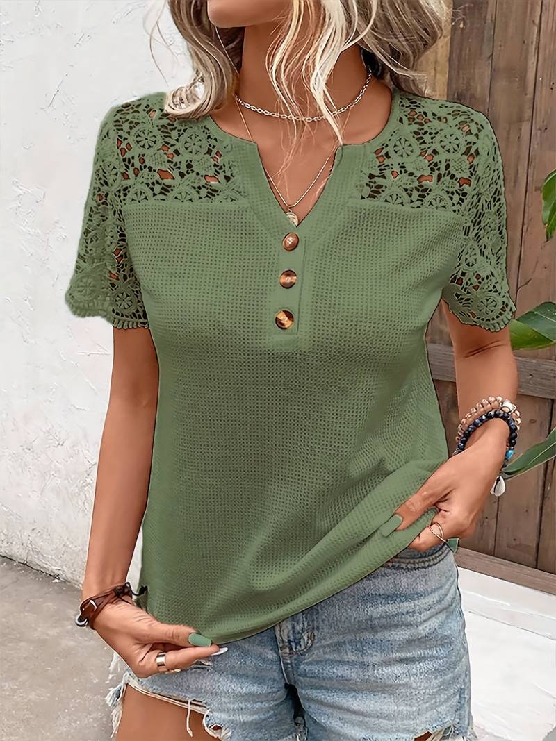 Nisa - Elegant Short Sleeve Lace T-Shirt
