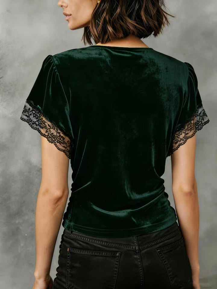 Jalisa - Vintage Swan Velvet Blouse