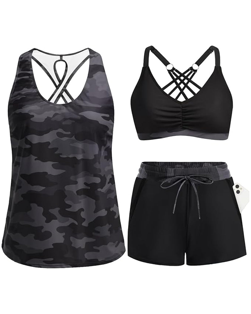 Meaghan - Three Piece Tankini And Cover-up Set