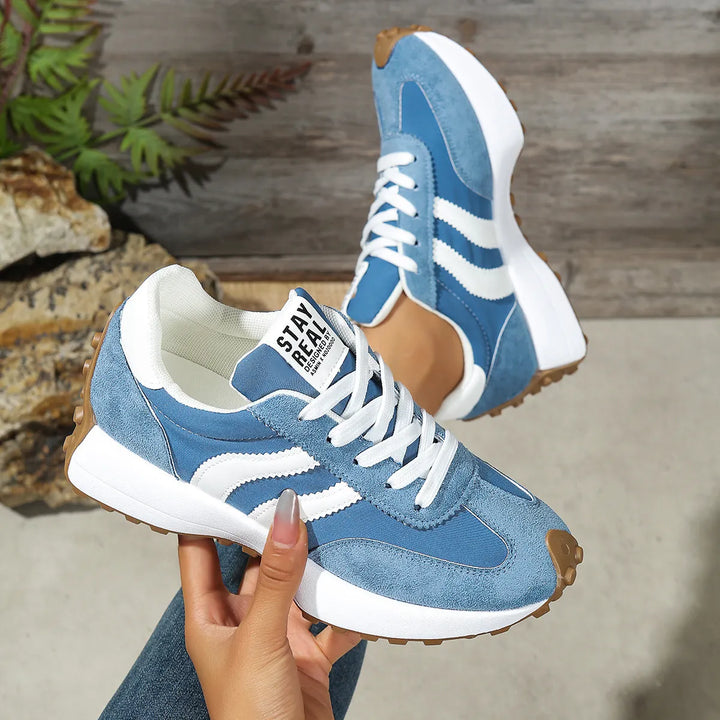 Renais - Sneakers With Lace-Up Closure and Contrast Stripes