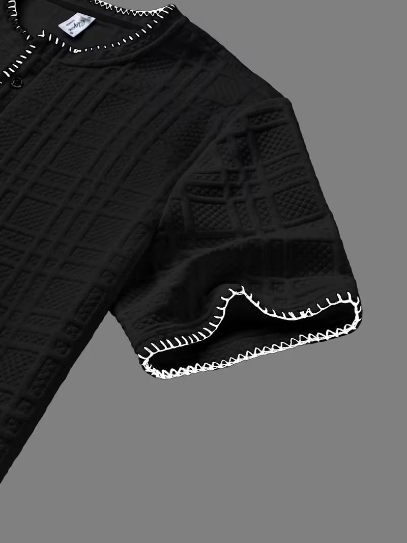 Layton - Textured Short Sleeve Henley T-Shirt