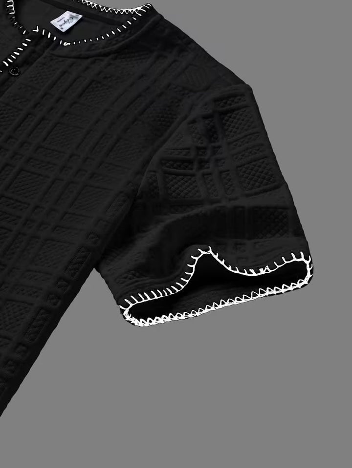 Layton - Textured Short Sleeve Henley T-Shirt