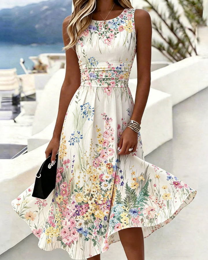Cristine - Sleeveless Floral Print Dress