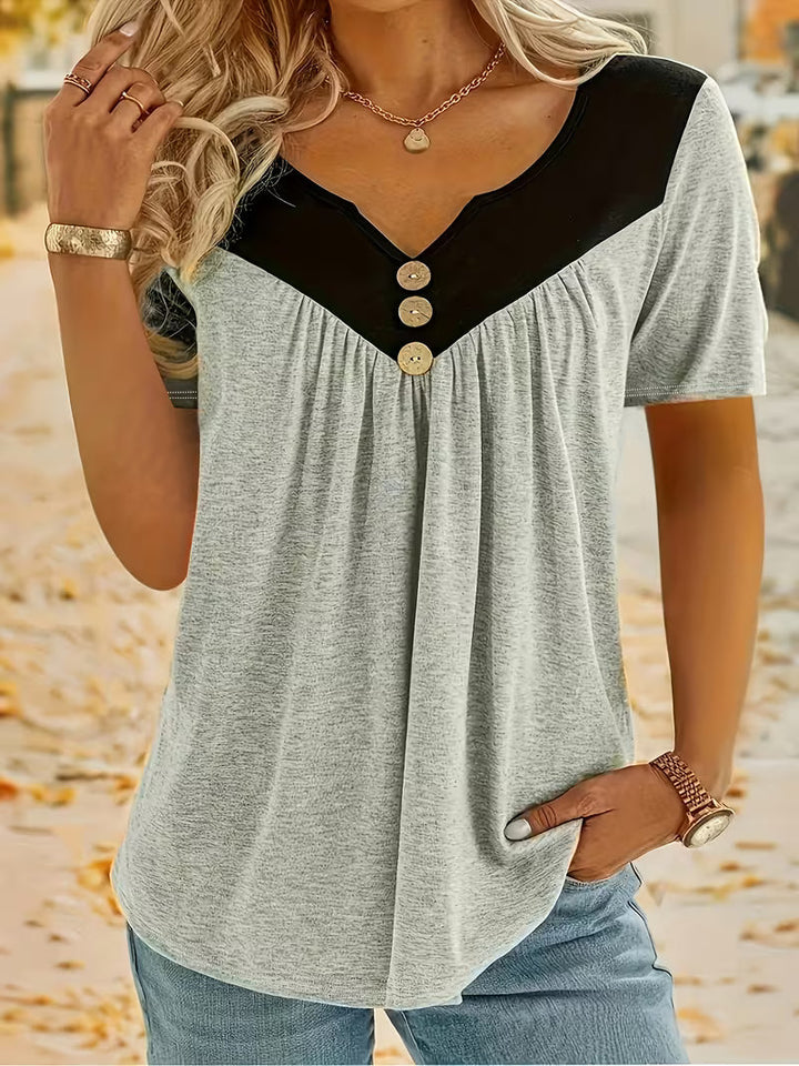 Kaielle - Short Sleeve T-Shirt With Button