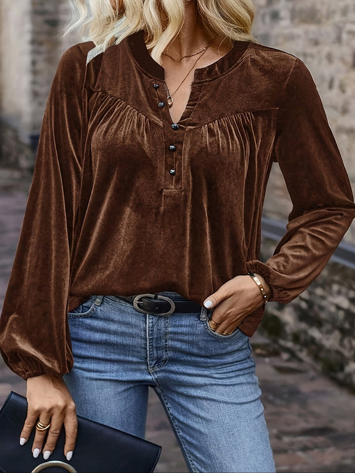 Ramina - Elegant Lantern Long Sleeved Shirt