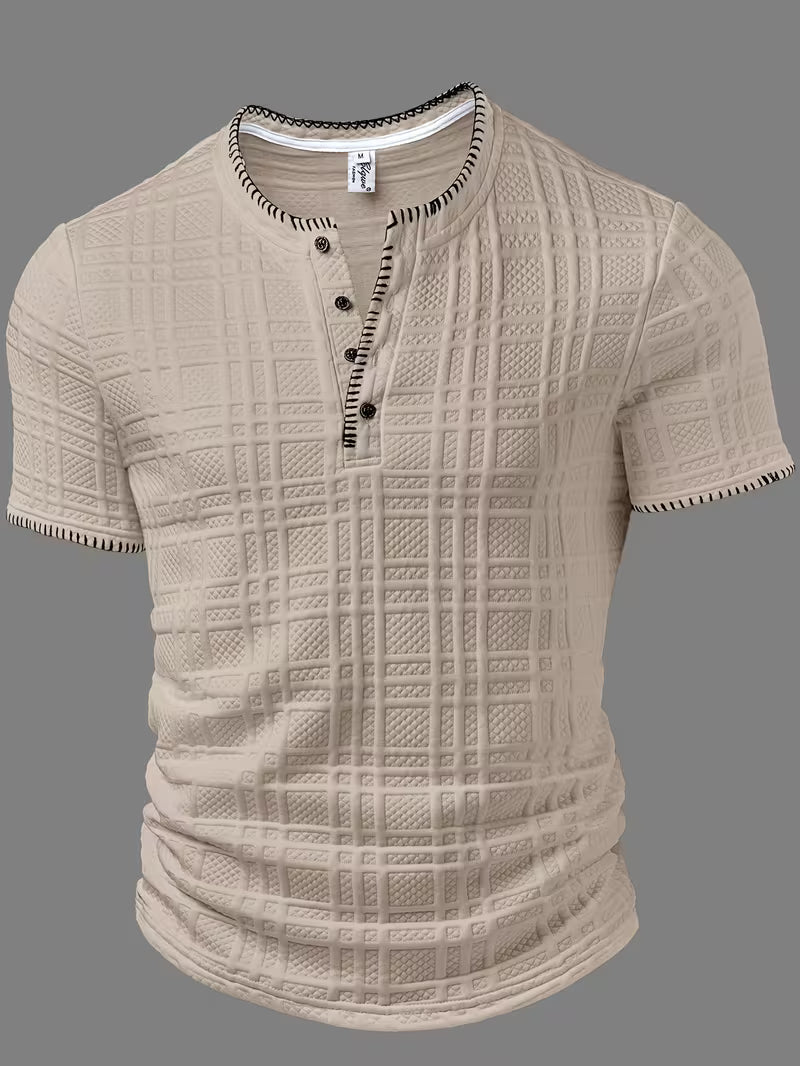Layton - Textured Short Sleeve Henley T-Shirt
