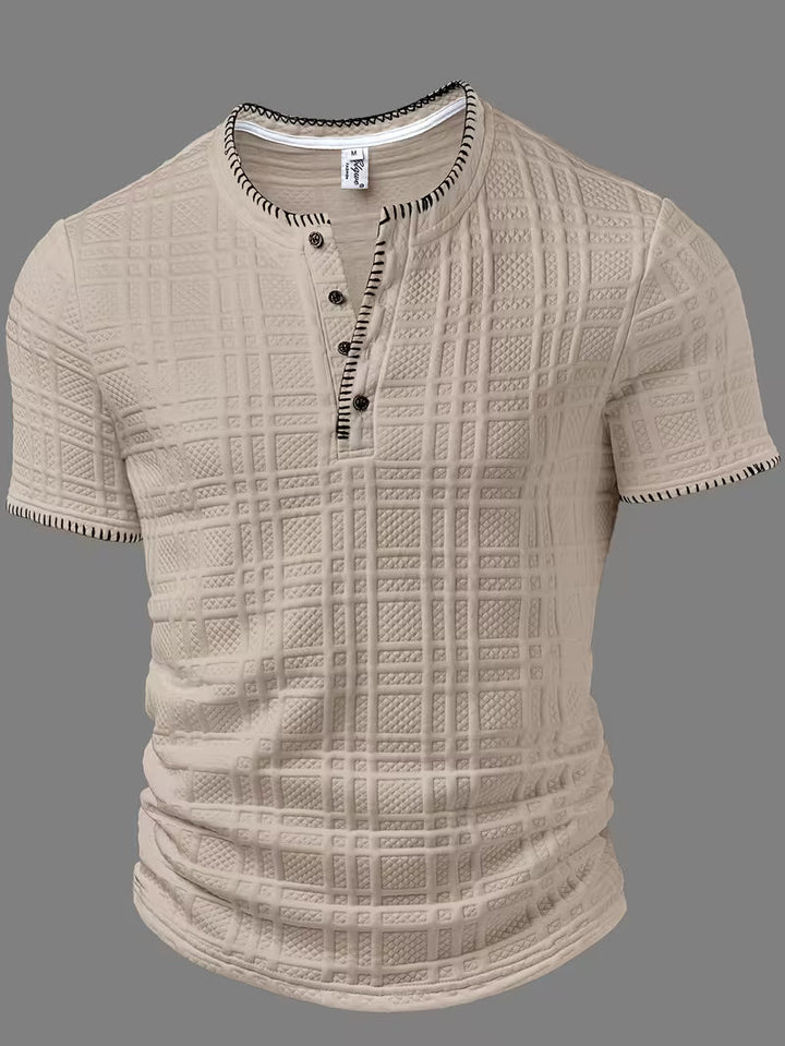 Layton - Textured Short Sleeve Henley T-Shirt