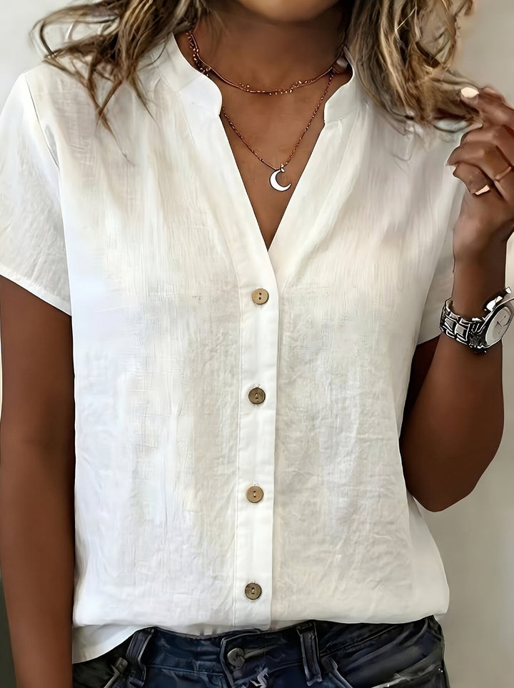 Salish - Short Sleeve Blouse With Buttons