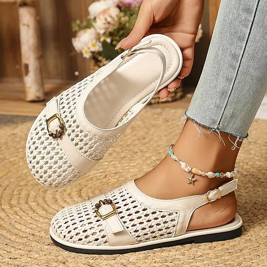 Ghie - Breathable Woven Flat Sandals