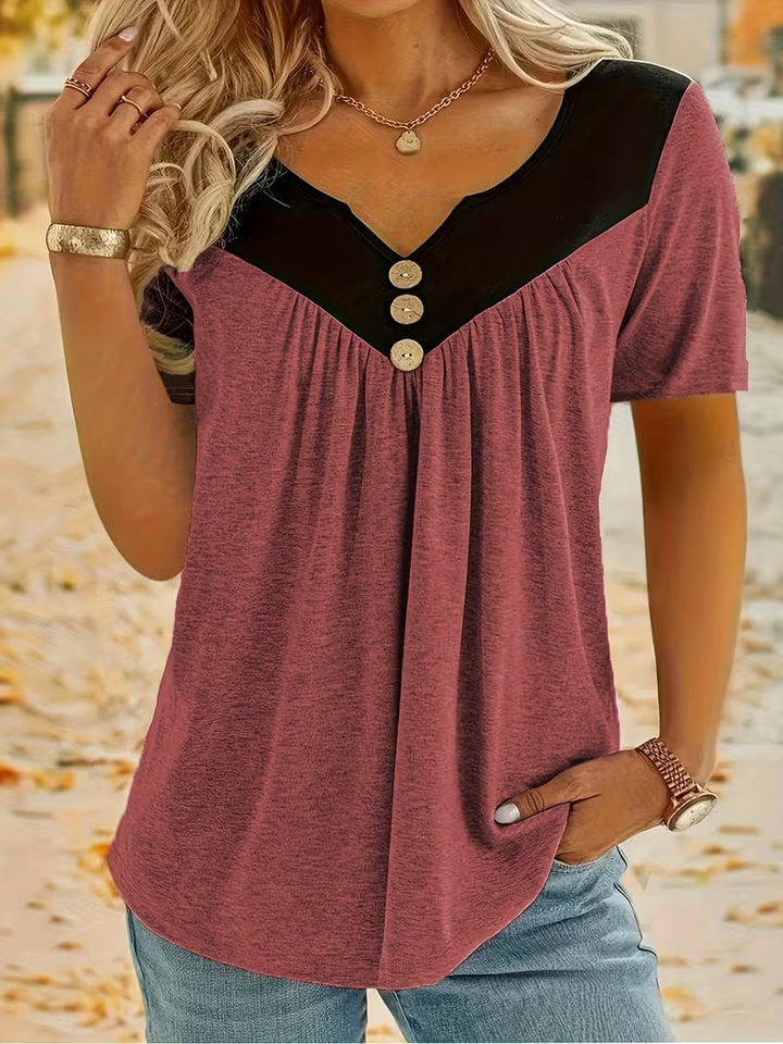 Kaielle - Short Sleeve T-Shirt With Button