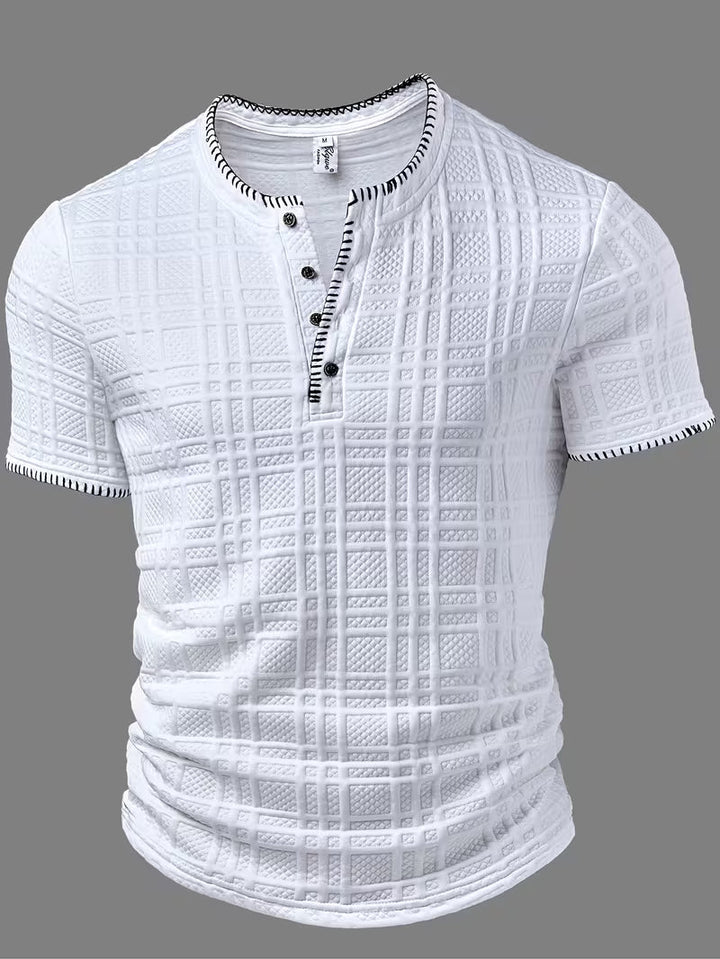 Layton - Textured Short Sleeve Henley T-Shirt