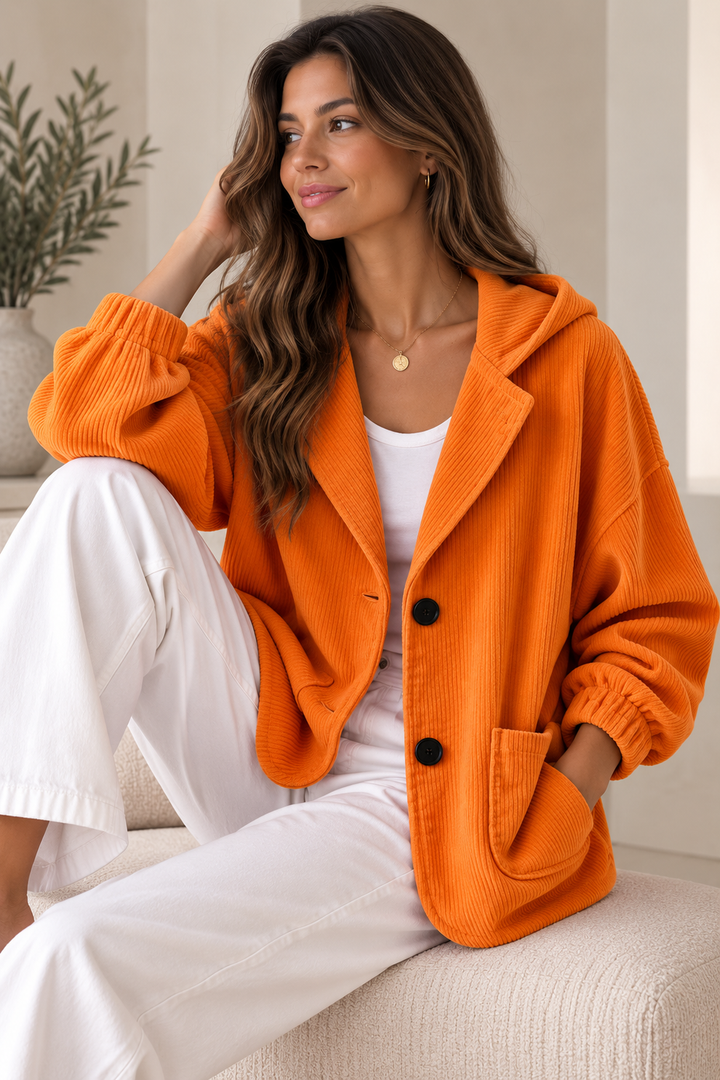 Camilessa - Oversized Corduroy Hooded Jacket