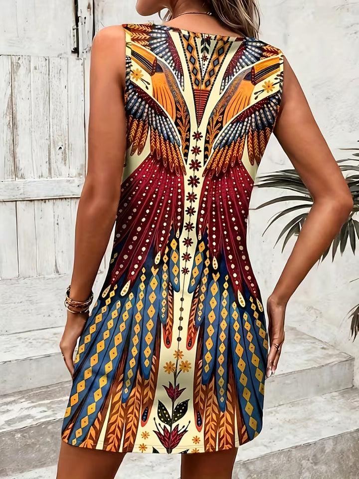 Sajila - A-line Summer Dress With Bohemian Print