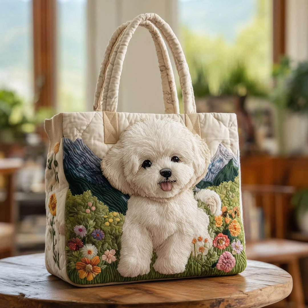 Wilairat - Cute Puppy Quilted Shoulder Tote Bag
