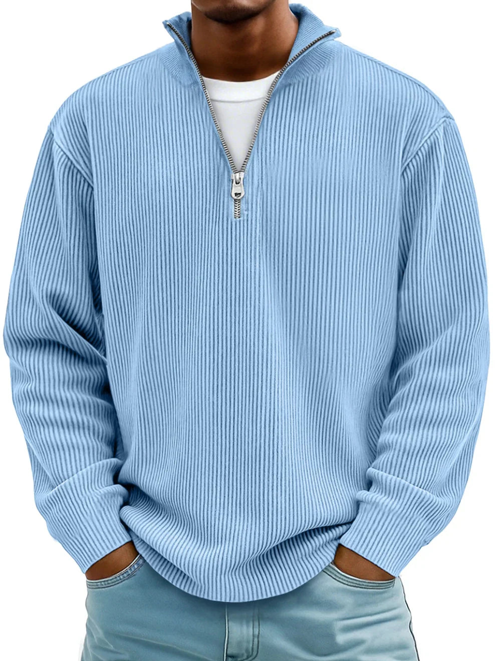 Raphael - Ribbed Long-Sleeve Quarter-Zip Pullover Sweater