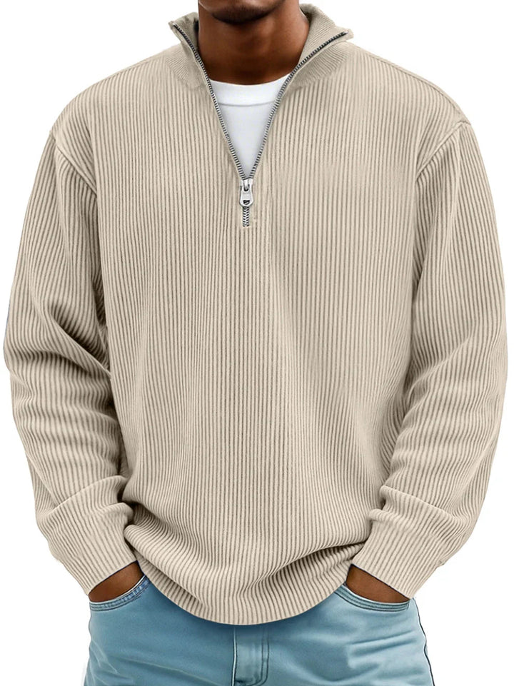 Raphael - Ribbed Long-Sleeve Quarter-Zip Pullover Sweater