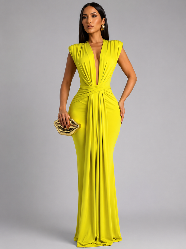 Femke - V-Neck Ruched Maxi Dress