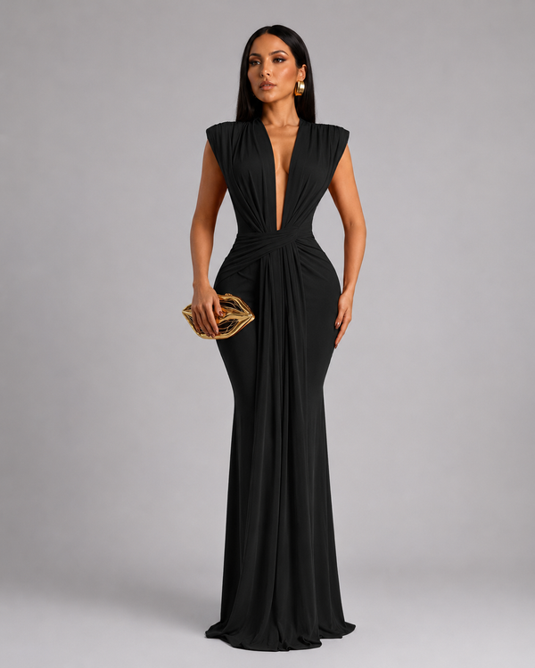 Femke - V-Neck Ruched Maxi Dress