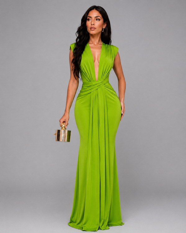 Femke - V-Neck Ruched Maxi Dress