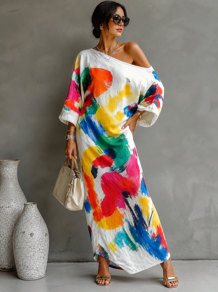 Lorrainen - Artistic One-Shoulder Maxi Dress