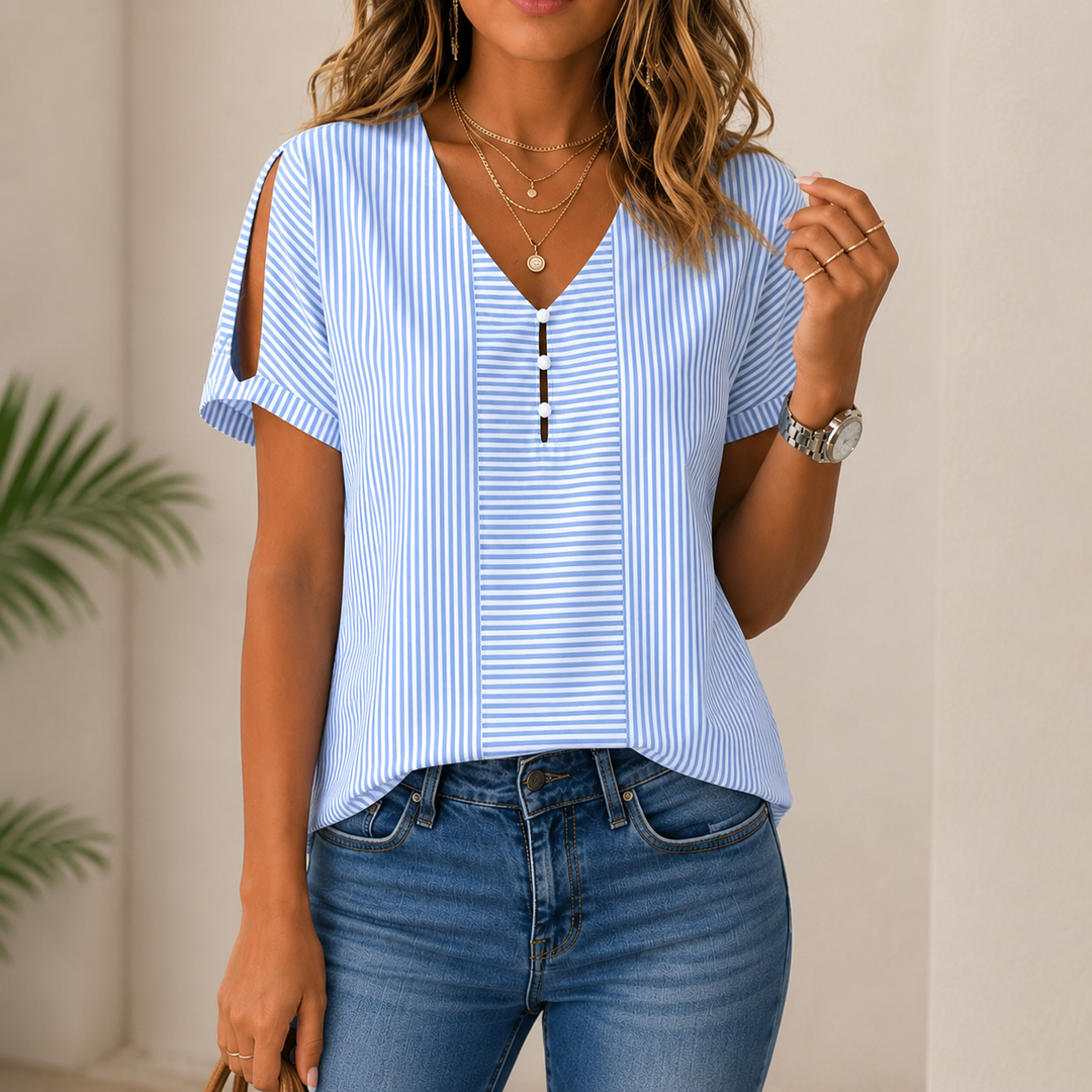 Shirri - Casual Striped Blouse