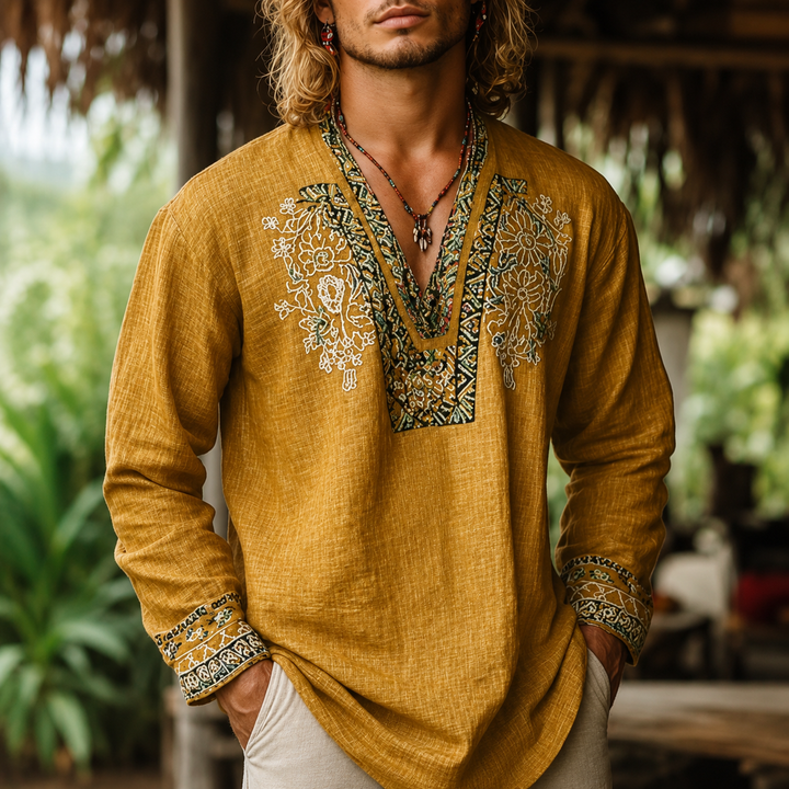 Tayson - Bohemian Embroidered Summer Shirt