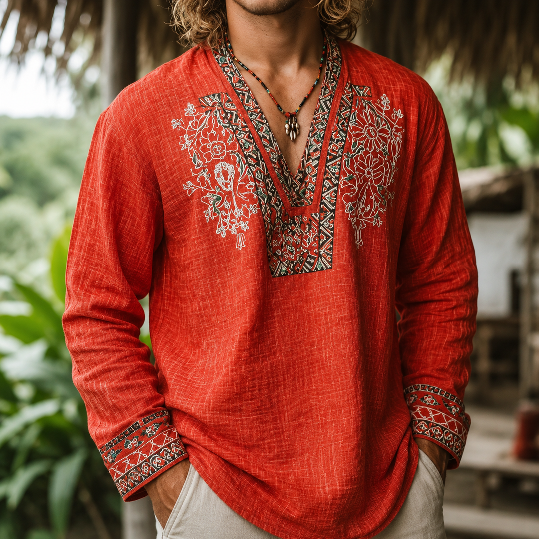 Tayson - Bohemian Embroidered Summer Shirt